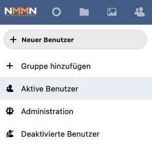 Screenshot Menü der Benutzerverwaltung in Nextcloud