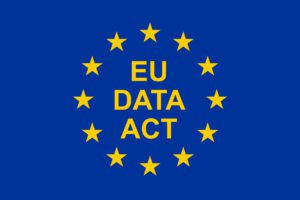 EU Flagge mit EU DATA ACT / EU-Datengesetz