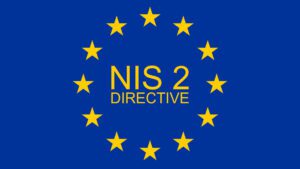 Europäische Flagge mit NIS2 DIRECTIVE Darstellung
